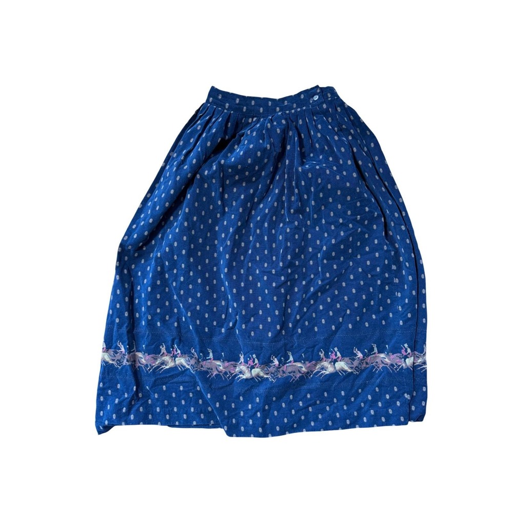 Herman Geist Vintage Navy Corduroy Horse Racing Pleated Midi‎ Skirt Size 6